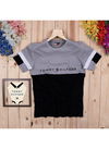 Grey Black Outluk Round Neck Half Sleeve Cotton Two Colour Pattern T-Shirt 002